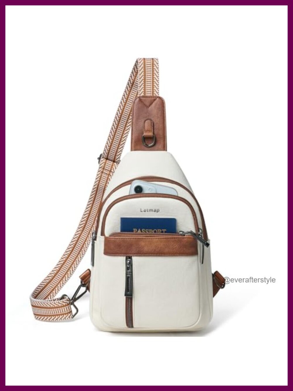 LATMAP 7L Sling Bag Fanny Pack Crossbody Chest Travel Belt Bag PU Leather